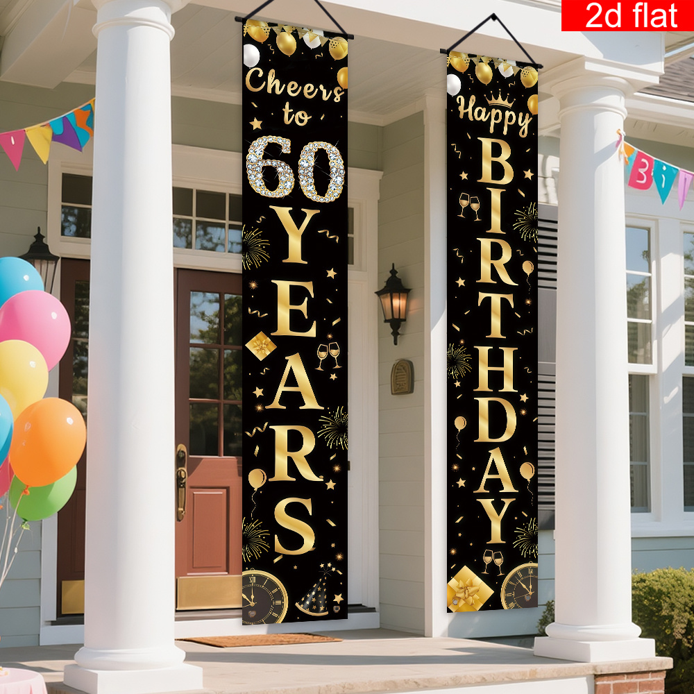 Party Banner Gold - 2D düzlemsel afiş, veranda için 60.