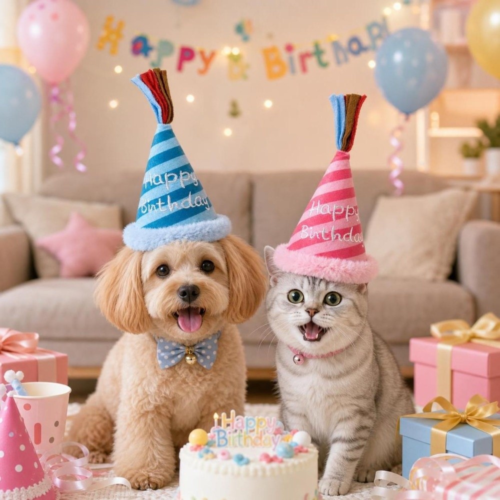 Party Hat Cone - Moda Ayarlanabilir Evcil Hayvan Doğum Günü