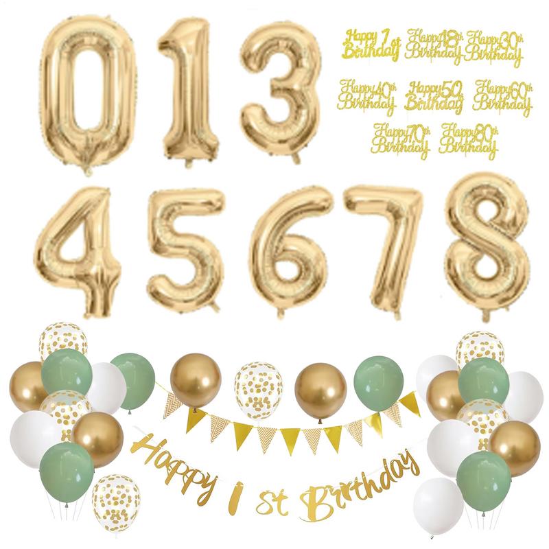 Party Banner Gold - 28'li Doğum Günü Dekorasyon Seti Folyo