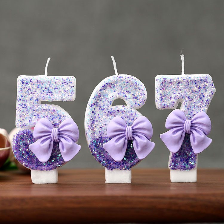 Event Supplies - Yaratıcı Simli Kademeli Mor Fiyonklu 0-9