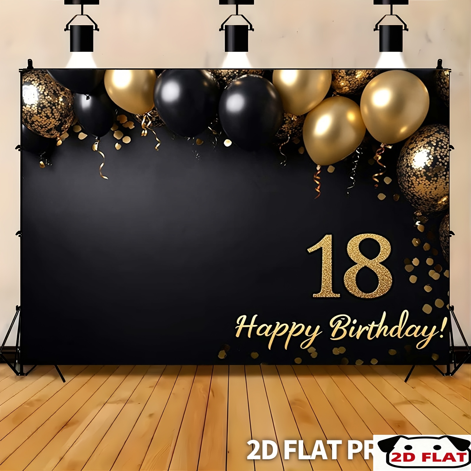 Party Banner Gold - 1 adet 2D düz afiş, 18
