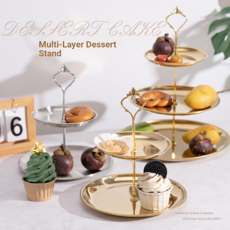 Cupcake Stand Tier - Altın Gümüş 2/3 Katlı Kek Standı