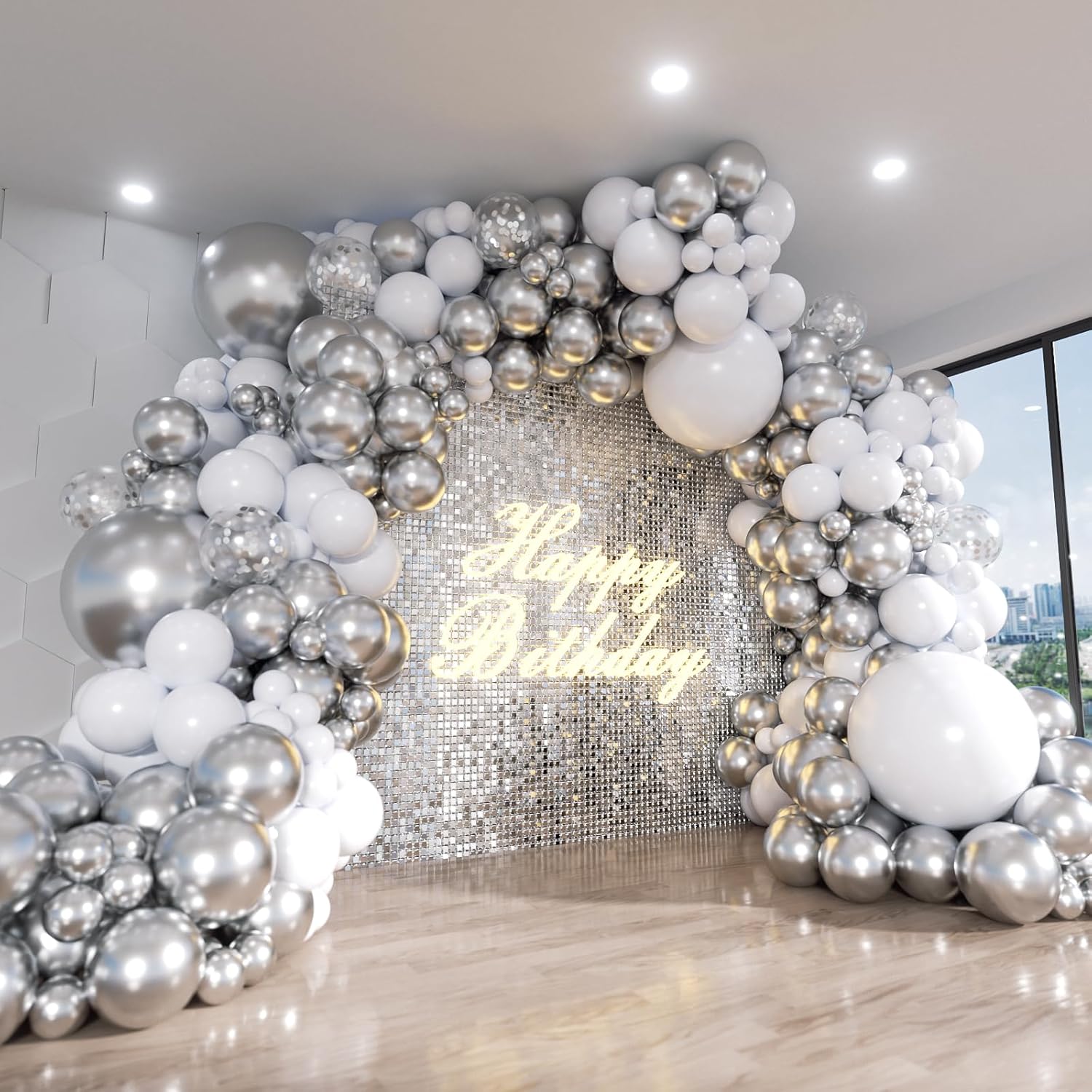 112 Parça Beyaz ve Gümüş Balon - Balloon Arch Kit incelemesi ve fiyatı
